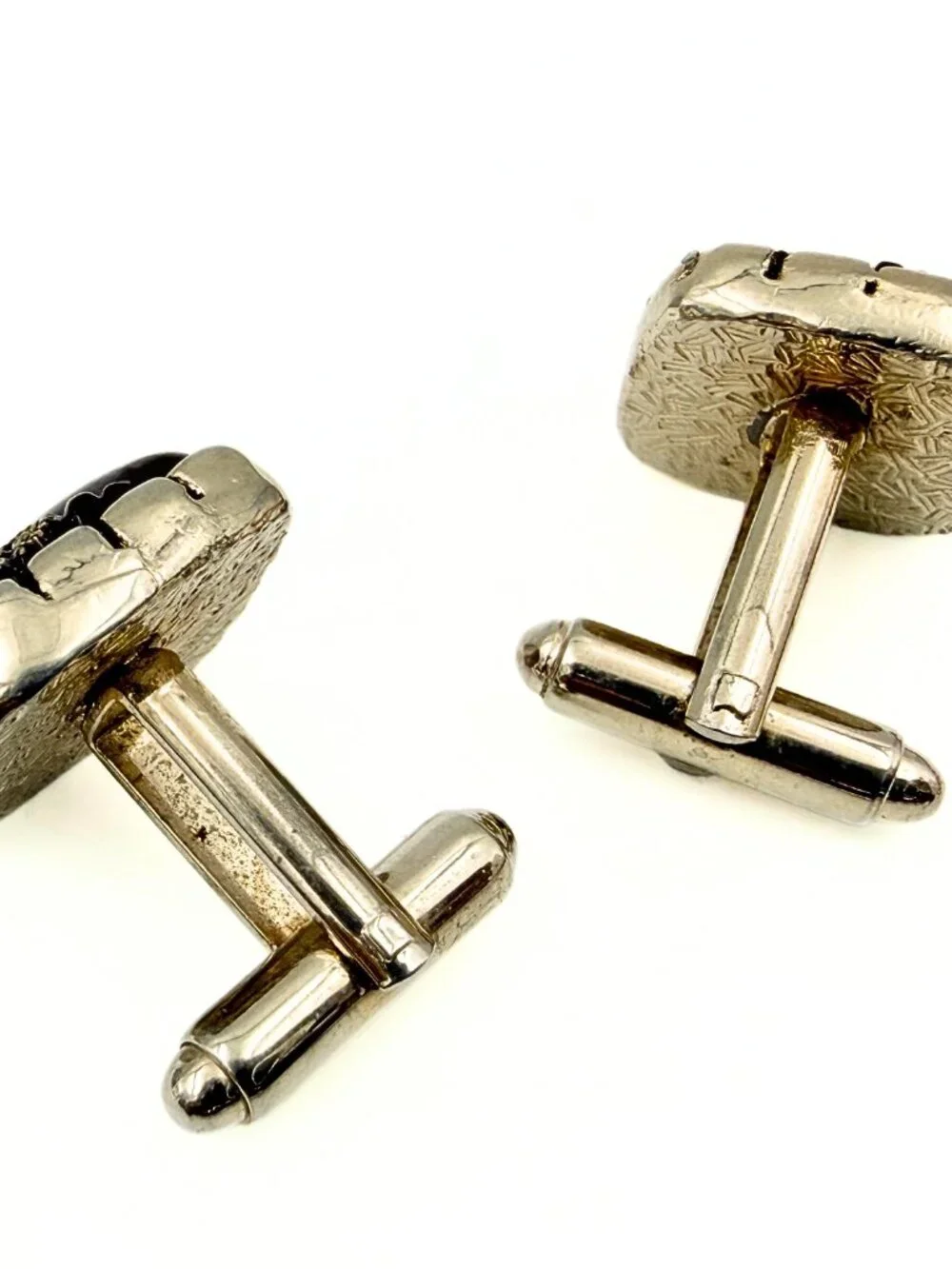 Amazing Vintage Renaissance Brown Glass Ornate Gold Plated Cufflinks